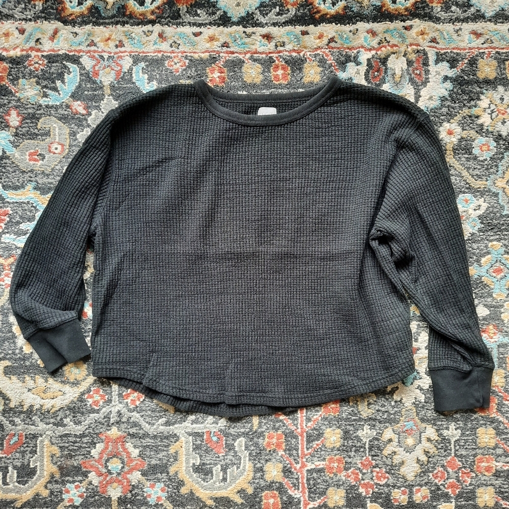 Gap long sleeve black waffle shirt